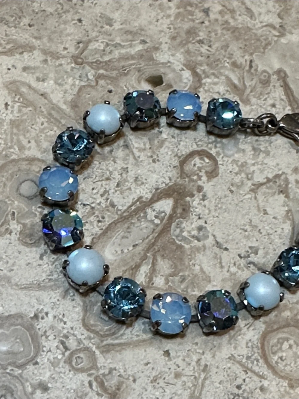 Mariana Blue & Opal Crystal Heart Charm Bracelet